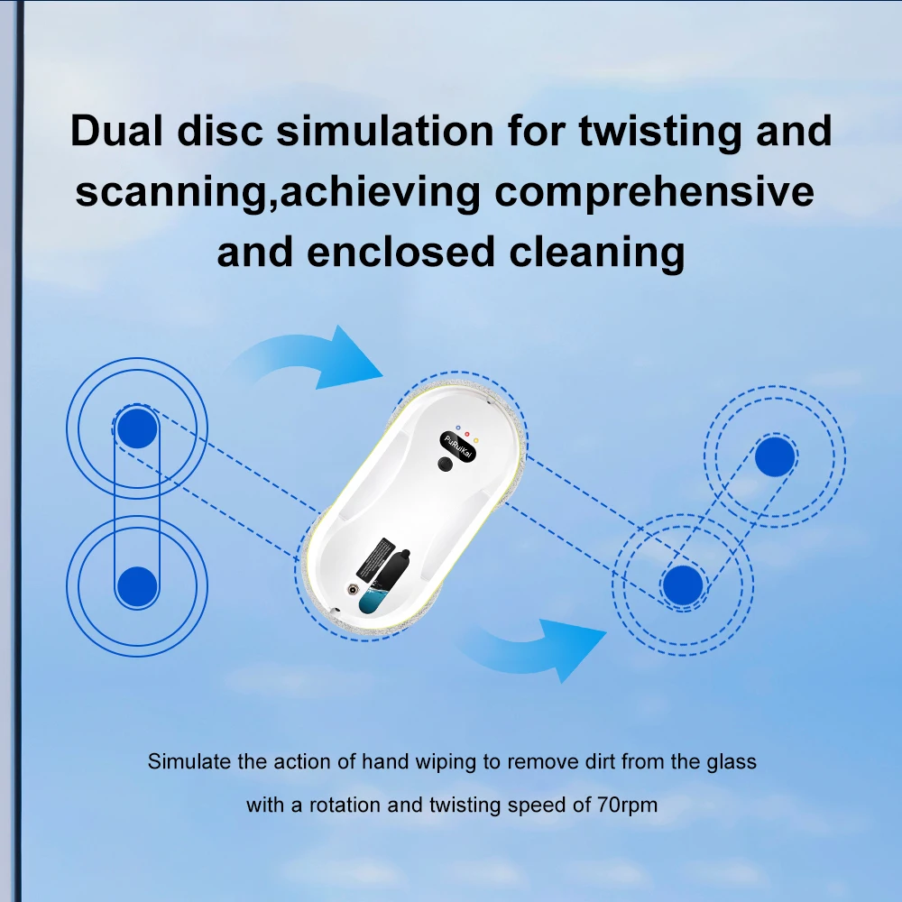 PuRuiKai 2025 Robotic Window Cleaner – AI-Powered Streak-Free for Glass/Patio Doors/Tiles Ultra-Quiet & Remote Control PRK-309