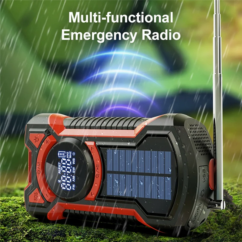Promotion!Hand Crank Solar Radio Portable AM/FM/NOAA Weather Radio With LED Flashlight Bluetooth 5.0 Speaker Emergency Radio