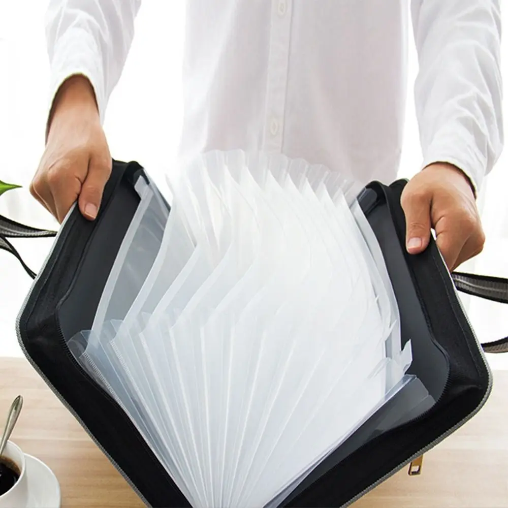 13 Pocket Accordion File Folder Large Capacity Plastic Expanding File Folder with Handle Vertical Multi-layer Organizer Bag
