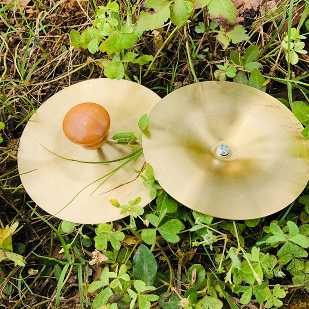 Platillos de dedo con mangos de madera, instrumento de percusión, platillos de mano, instrumento de percusión, 2 uds.