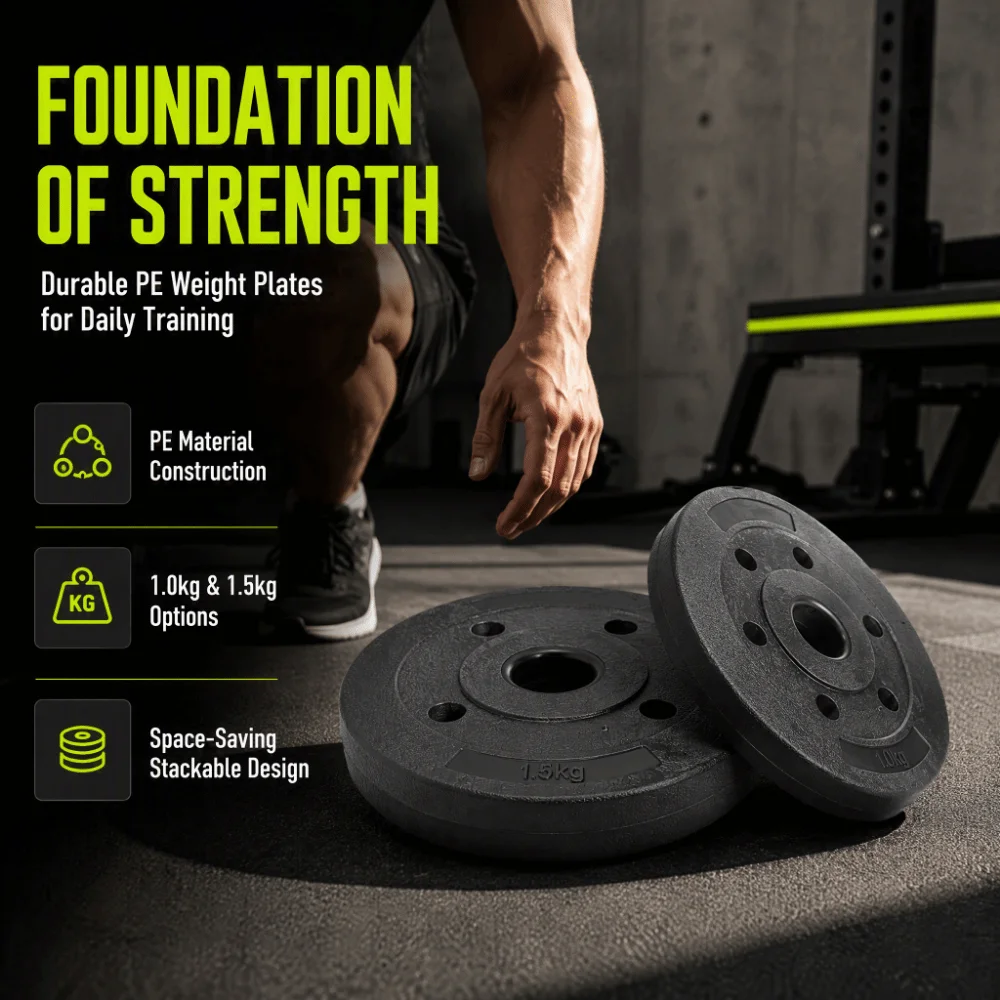 Solid black weight plate Barbell Weight Plate Round Shape Coated Surface Strength Training Weight Plate Weight Marked