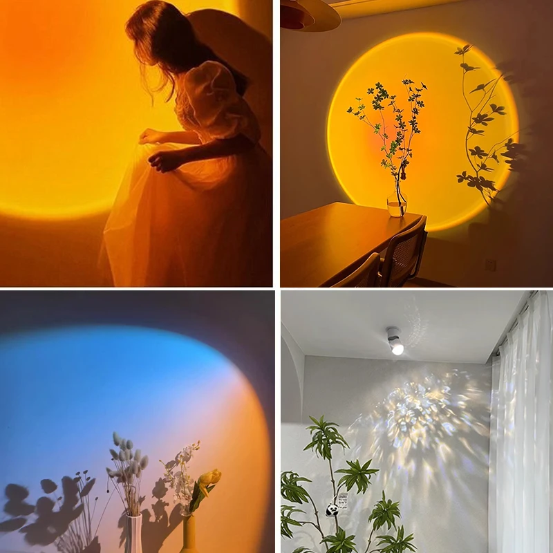 Modern LED Sunset Lamp Adjustable Angle Ceiling Lights Surface Mounted Washing Spotlight Living Room Hallway Wall Sconce Bedroom
