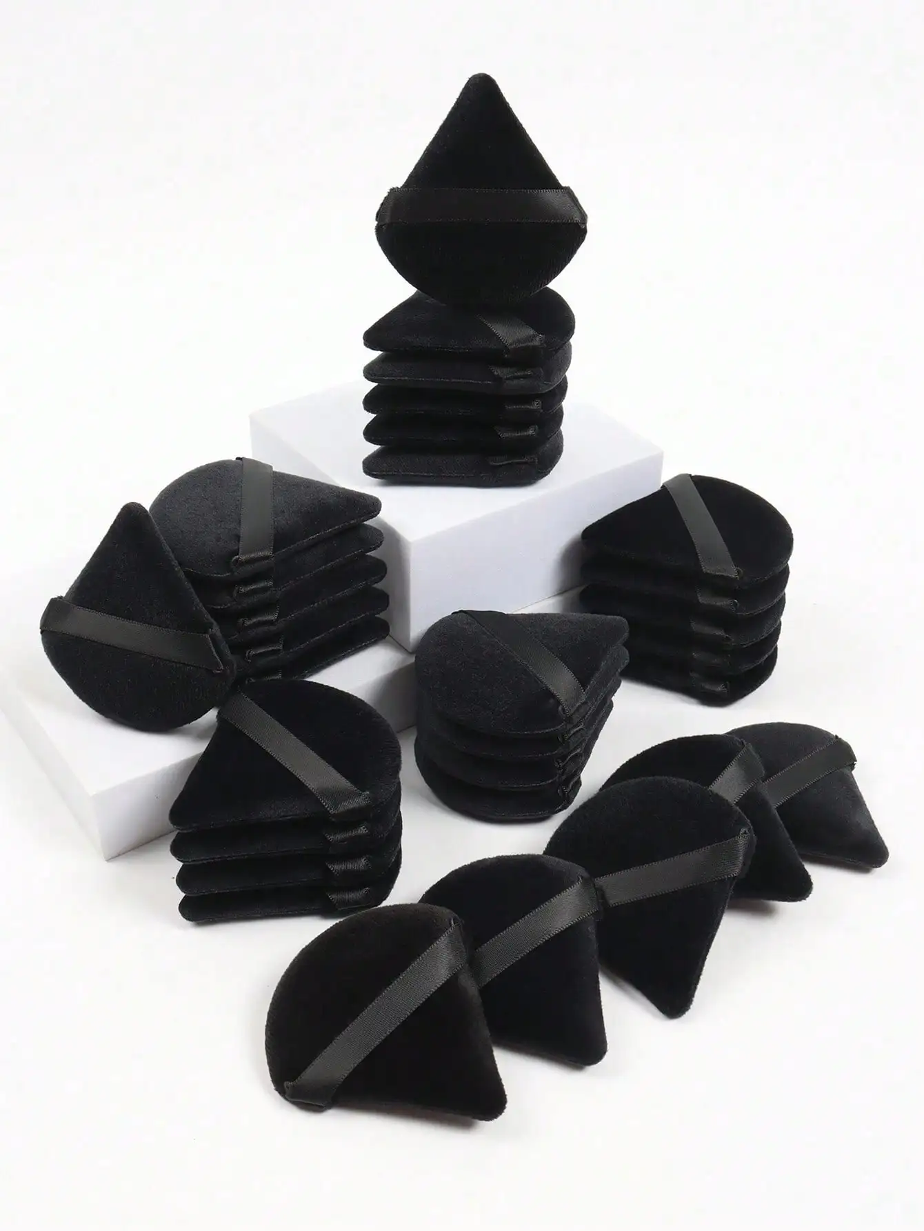 Triangular Suede Makeup Puff 5/10/20/30/50/100pcs, Ultra Soft Suede Material, Suitable For Contouring, Corner Application