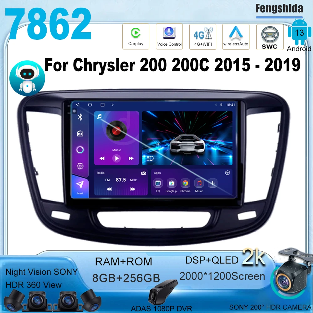 Car Radio For Chrysler 200 200C 2015 - 2019 Autoradio Multimedia Screen Stereo Video Player GPS Navigation 9