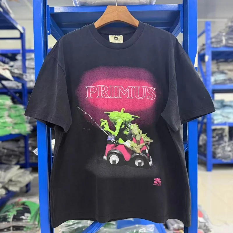 26SS Retro Tee 1993 Black Summer Gradient Direct-Print Loose-Fit Hip-Hop Washed Short-Sleeve T-Shirt