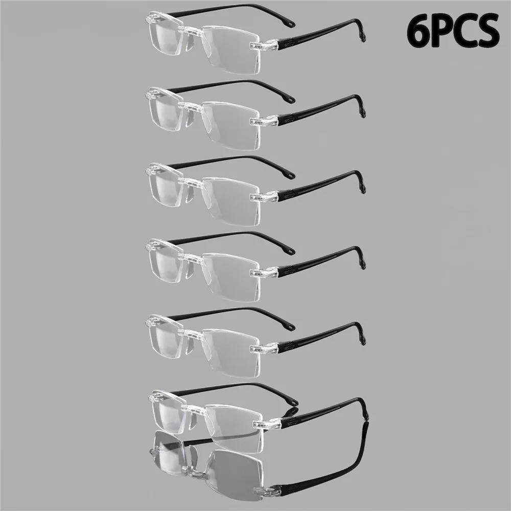 6PCS Vintage Square Reading Glasses for Women Men, Anti-Blue Light Polycarbonate Lens, One-Piece Square Frame,