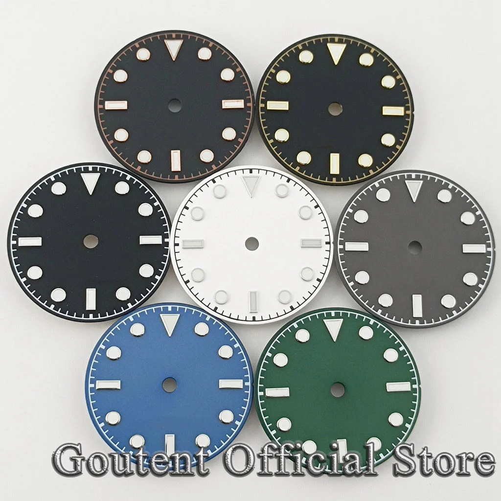 Goutent 29mm White Blue Green Black Gray Watch Dial Fit NH35 NH36 ETA2824 2836 PT5000 DG2813 3804 Miyota 8205 8215 821A Movement