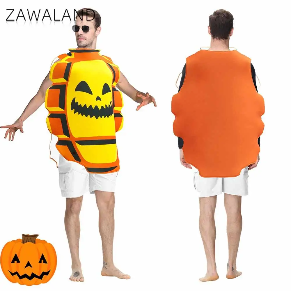 

Zawaland Halloween Pumpkin Costume Men Spooky Ghost 3D Print Cosplay Costume Sponge Suit Adult Holiday Party Role Play Clothes
