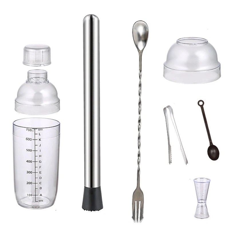 Juego de coctelera transparente, coctelera y Jigger medidor, herramientas mezcladas para barman y Bar en casa