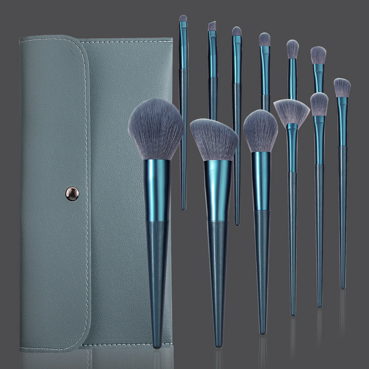13PCS portable loose powder, blush, eyeshadow and concealer makeup brush set + large-capacity makeup brush storage bag