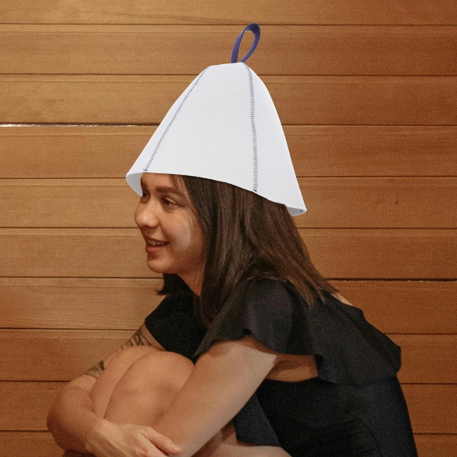 2 قطعة قبعة ساونا وسادة مقعد مجموعة سميكة قبعة صوفية ملبدة للرجال النساء حمام اكسسوارات رمادي أزرق ساونا الاسترخاء عدة