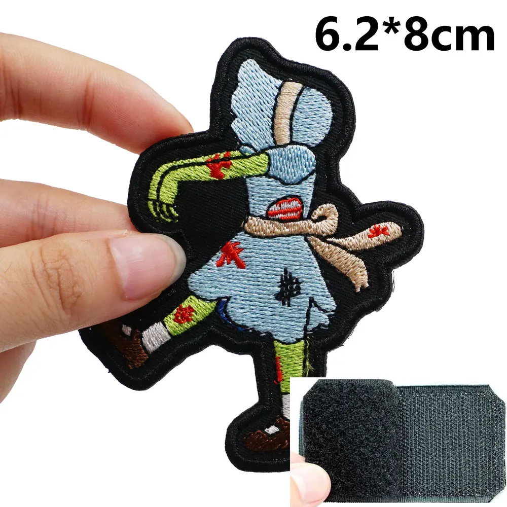 Sunbonnet Sue - Zombie Embroidered Patches Applique Sewing Label punk biker Band Rock Clothes Badges with hook backing