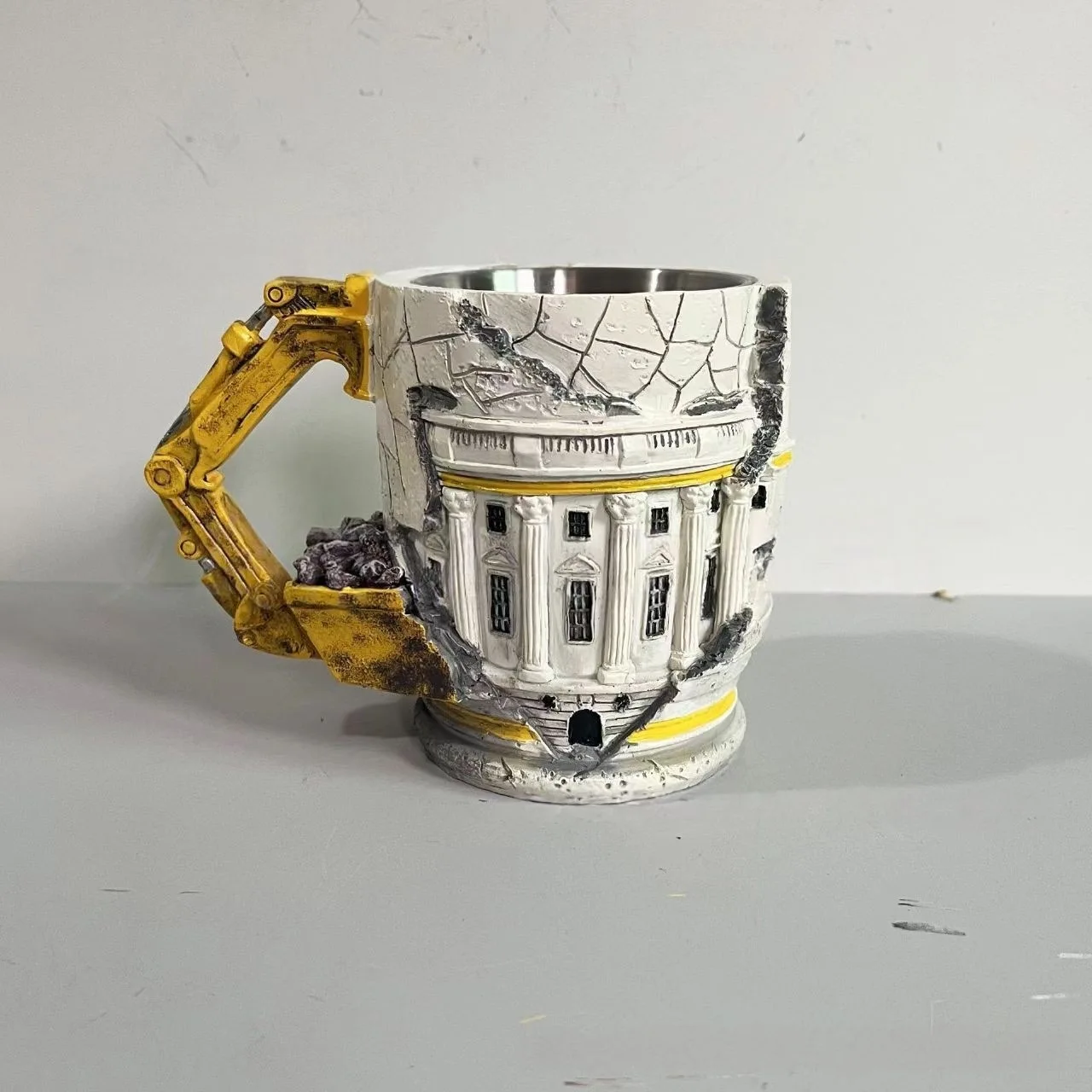 Demolition Mug With Excavator Arm Handle Funny Coffee Mugs Stainless Steel Liner