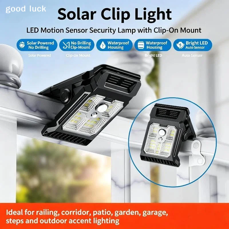 AnswerSolar Clamp on Sensor Motion Lights Outdoor Waterproof Work Light 3 Lighting Mode Camping Lamp Fence Wall Garage Led Lamp