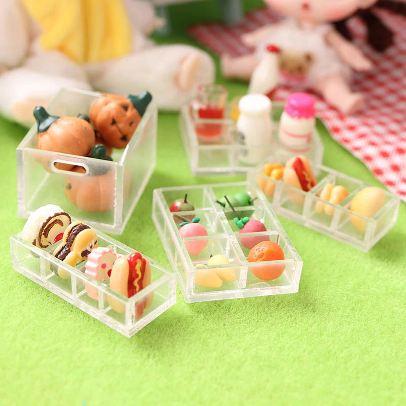 1:12 DollHouse Mini 4/6 Grid Storage Box Cosmetic Box Lattice Model Decor Toy