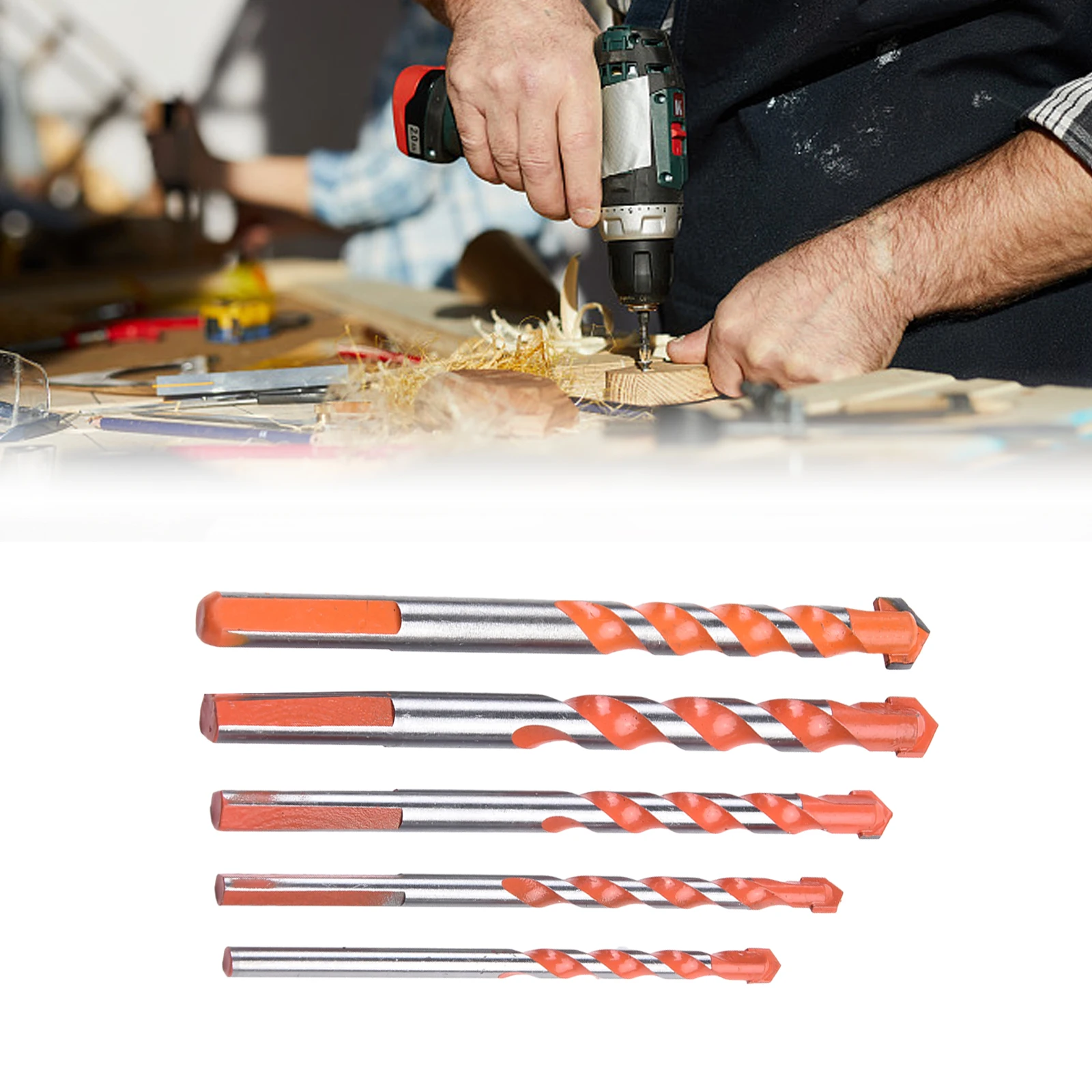 Bricks Drill Bit Tiles Wood 5/6/8/10/12mm 5Pcs/Set Carbide Tip Ceramic Kit Multifunctional Orange Punching Hole