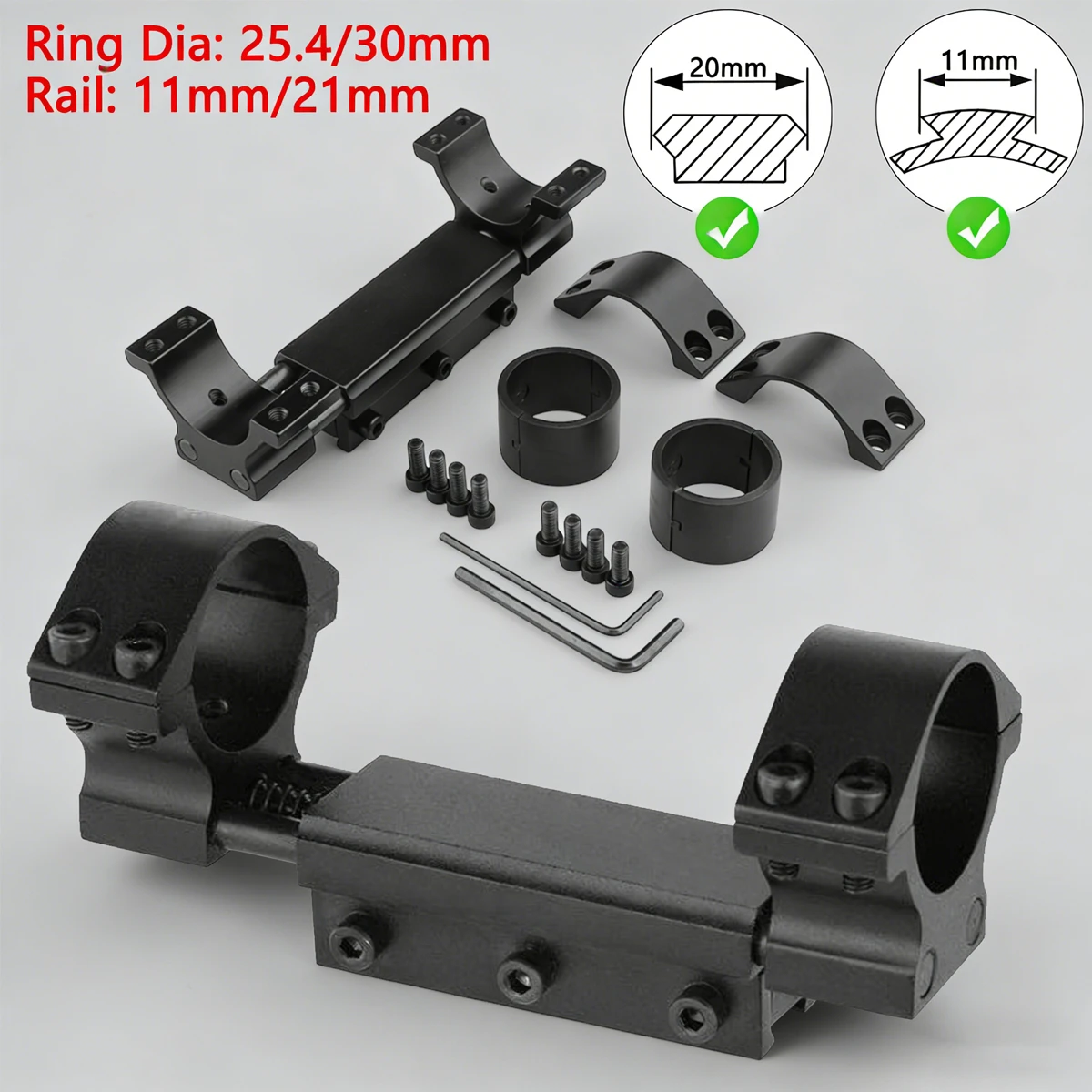 

Универсальное кольцо 25,4/30 мм, крепление на рейку 11/20 мм, цельное двойное кольцо, высокий низкий профиль, оптика для пистолета, прицел, адаптер для крепления прицела