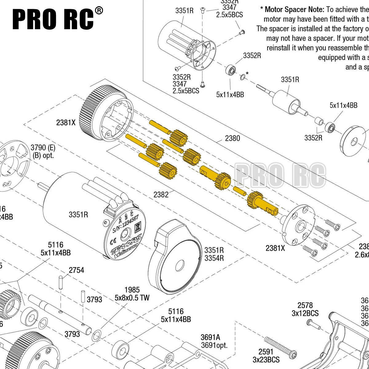 1Set Planet baja & perlengkapan matahari 2382 HD dengan Set poros untuk Traxxas 1/10 stamper/VXL suku cadang mobil Rc tanpa sikat