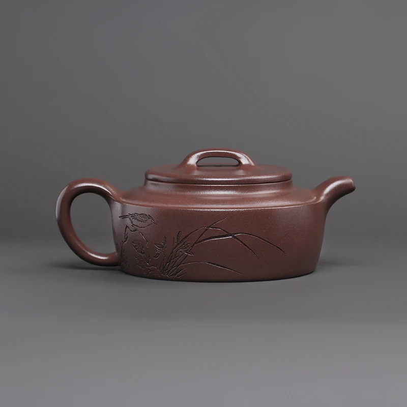 Yi Zisha Teapot, Pure Handmade Engraved Tea Set, Original Ore, Purple Mud, Black Star Soil, Large Capacity Pot,