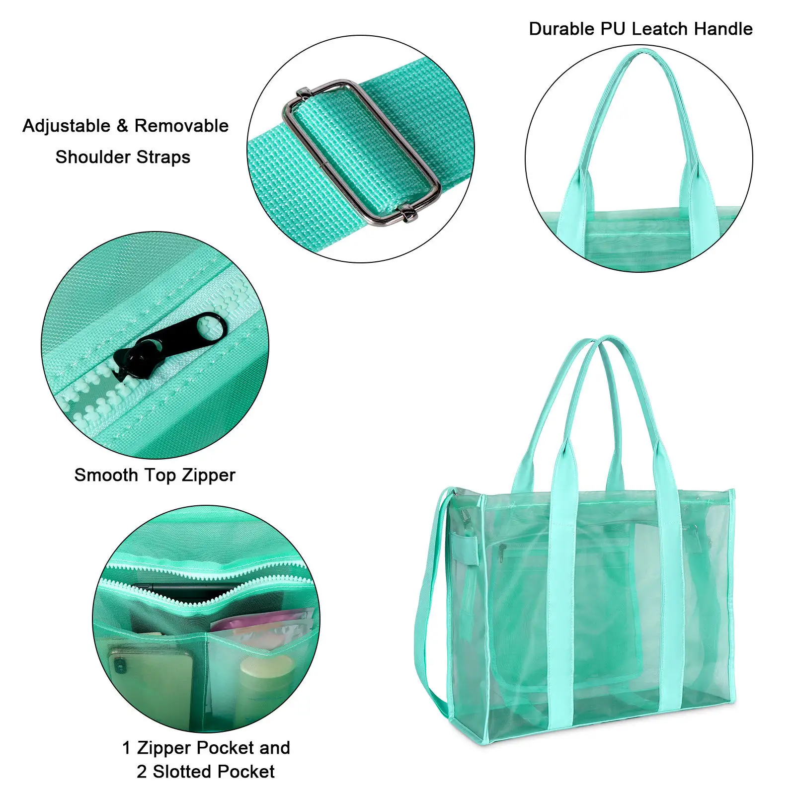 Dompet Bening Tas Tote Kapasitas Besar Tas Tangan Bahu Selempang Pantai Logo Kustom Tas Belanja Pegangan Kulit Tahan Air PVC