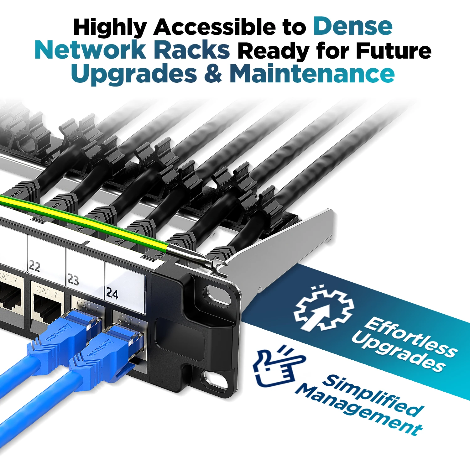 Imagem -05 - Ampcom 1u em Branco Keystone Patch Panel para Cabo Ethernet Rack ou Montagem na Parede com Gerenciamento de Cabos Traseiros 24 Portas 19