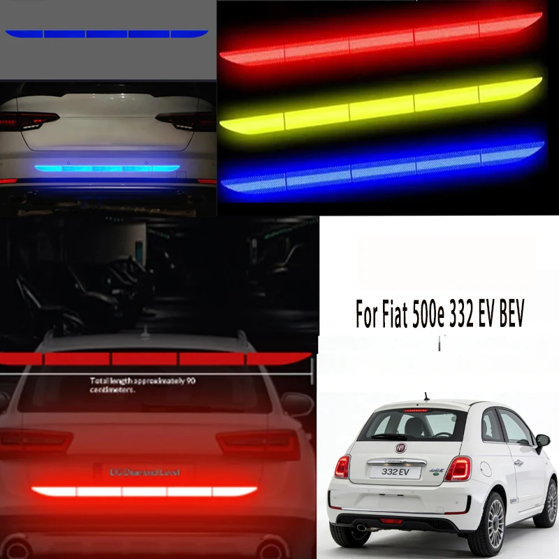 

For Fiat 500e 332 EV 1Pcs Car Reflective Warning Tape Trunk Anti-Collision Bumper Strip Universal Auto Safety Reflector Sticker