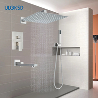 Brushed Nickel Shower System Hot Cold Water Showerheads In-wall Installation 2/3 ways water outlet Embedded Box Bathroom Faucet