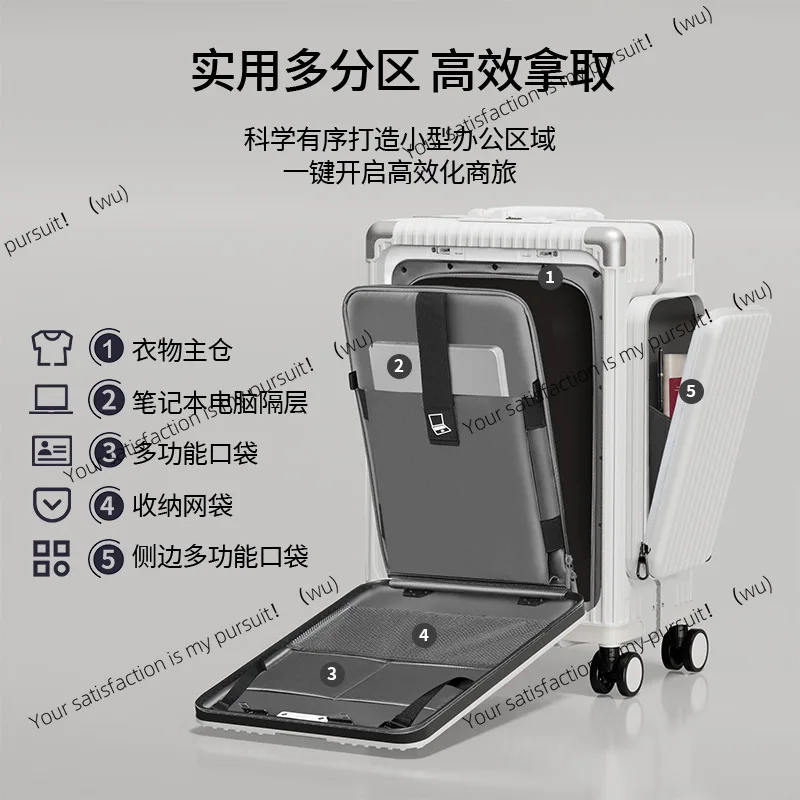 New three-open multi-function front open suitcase 20-inch PC double-side bag large-capacity travel boarding trolley case