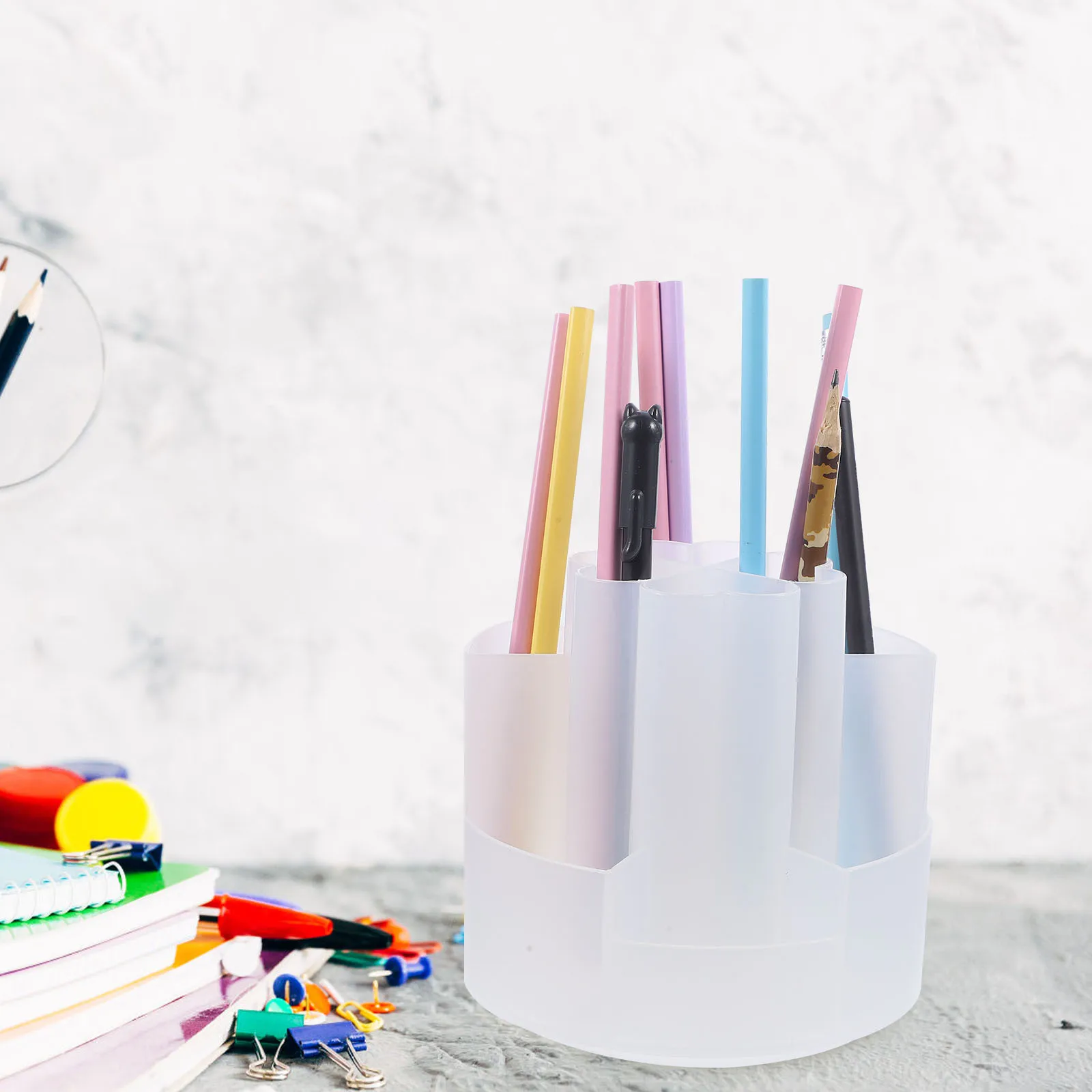 

Rotatable Pen Holder 360 Degree Rotating Pencil Organizer Makeup Brush Storage Organizer Desk Desktop Container