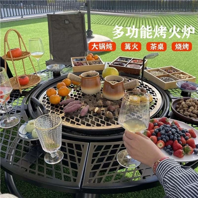 Outdoor patio heating grill, charcoal grill, tea stove table 4