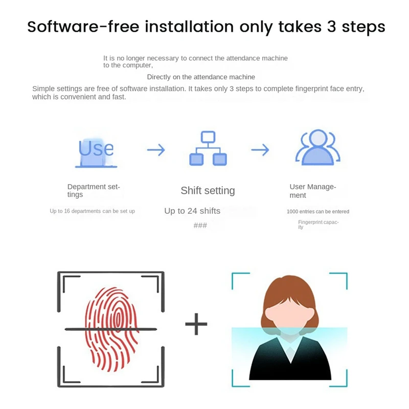 آلة الحضور السوداء نظام الحضور البيومترية 1000 سعة بصمة دعم برنامج تشغيل USB تنزيل قابس المملكة المتحدة