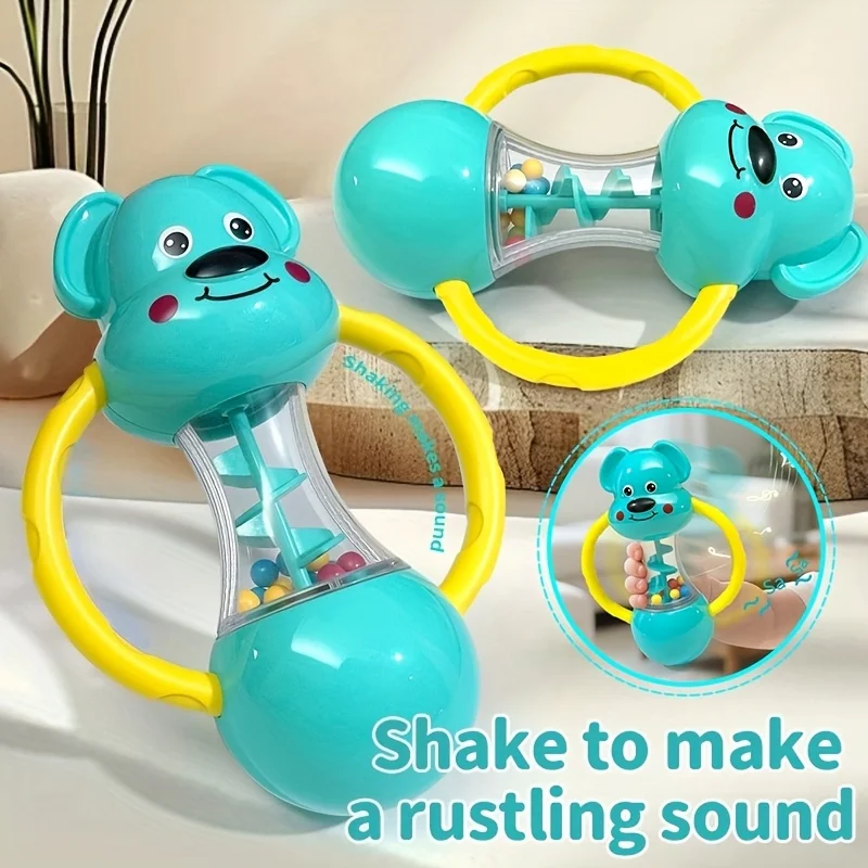Hand-Cranked Bell Shaking Toy with Cute Blue Puppy Design - Interactive Sound & Motion,  Ideal Christmas & Halloween Gift
