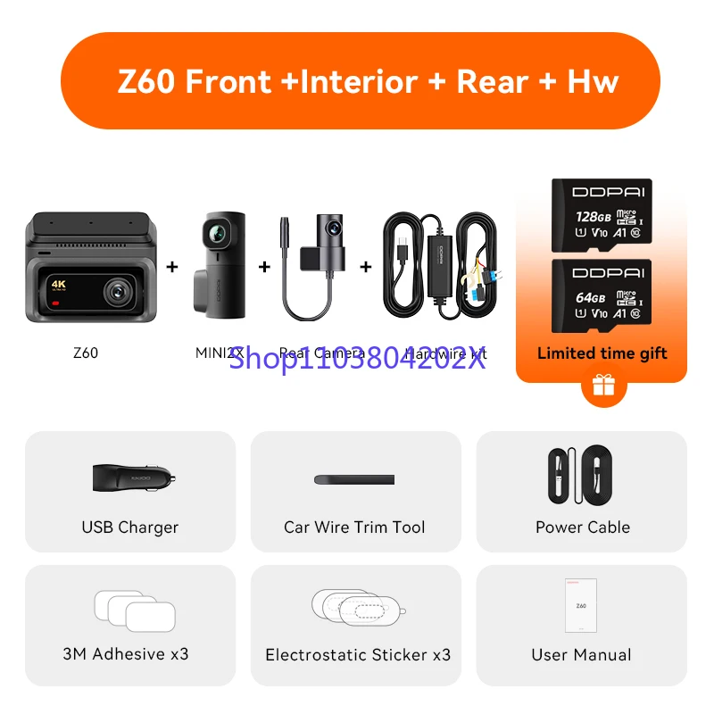 

Видеорегистратор DDPAI Z60 3-канальная поддержка задней и внутренней видеорегистратора с GPS 5 ГГц Wi-Fi ADAS NightVISion Видеорегистратор 24 часа Монитор парковки