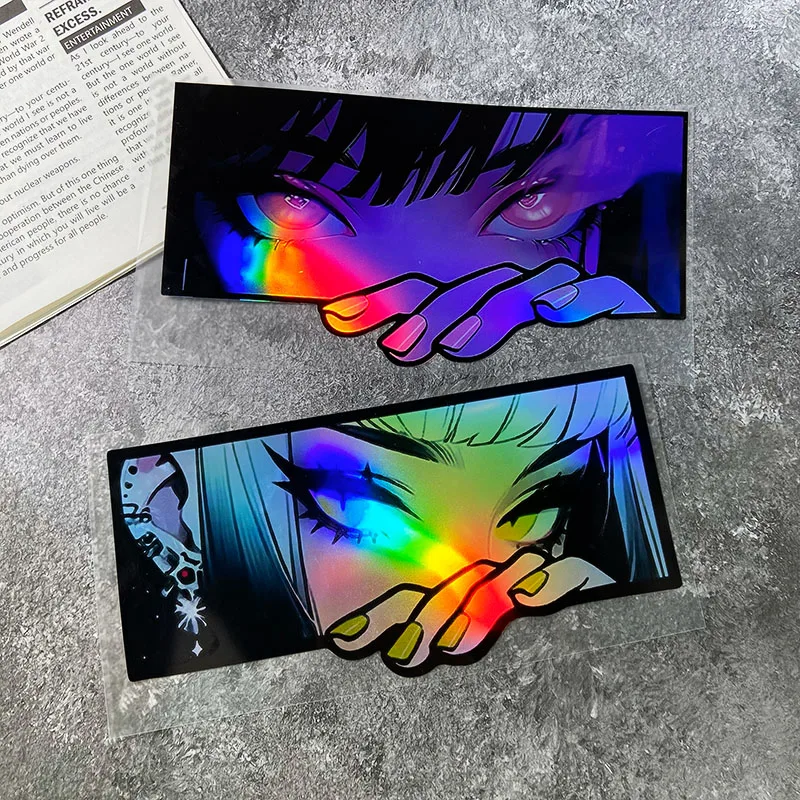 

1PC Anime Girl Motorcycle Sticker Laser for Motorbike Fuel Tank Side Panel Waterproof Car Window Rear Bumper Decor Vinyl Decal