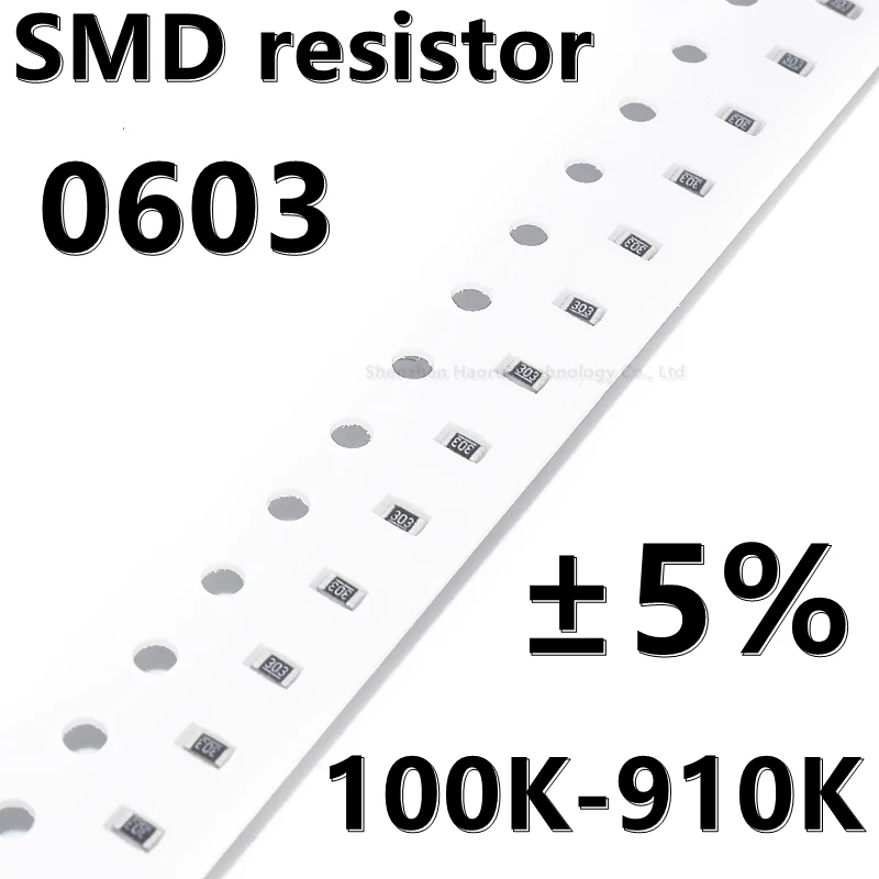 Smd抵抗器0603 5%, 100個,110 120 130 150 180 200 220 240 270 k 300 k 360 k 390 k 430 k 470 k 510k 560k 620k 680k