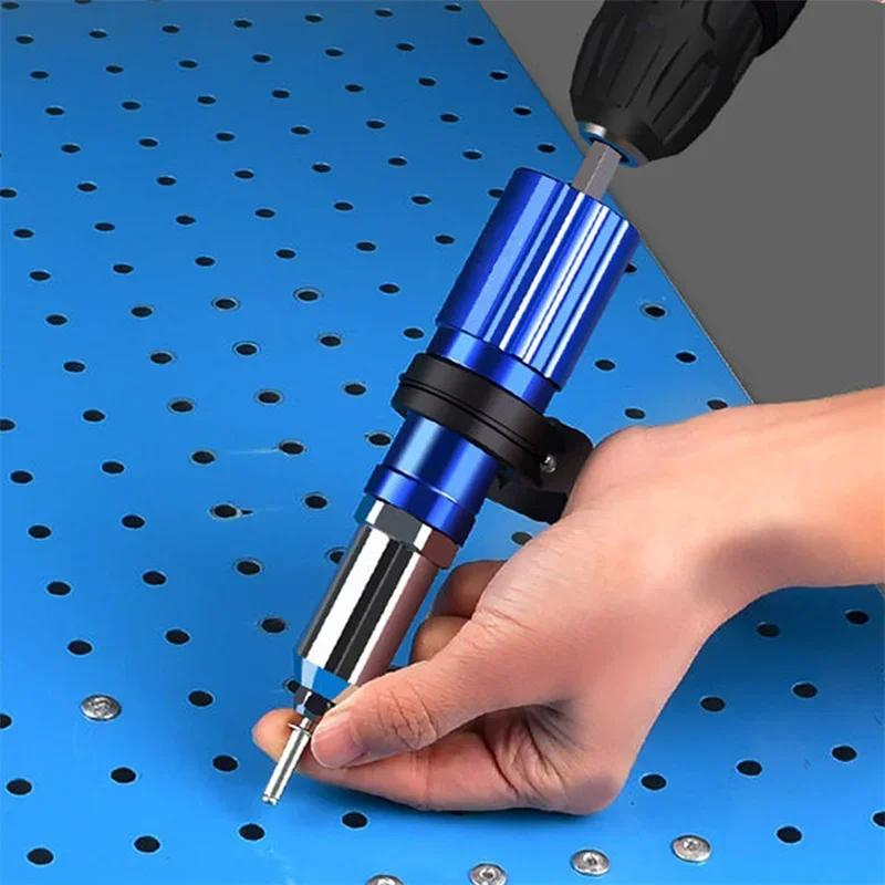 Electric Rivet Gun Drill Adapter 2.4mm-4.8mm Rivet Nut Gun Drill Adapter Cordless Riveting Tool Insert Nut Pull Rivet Hand Tools