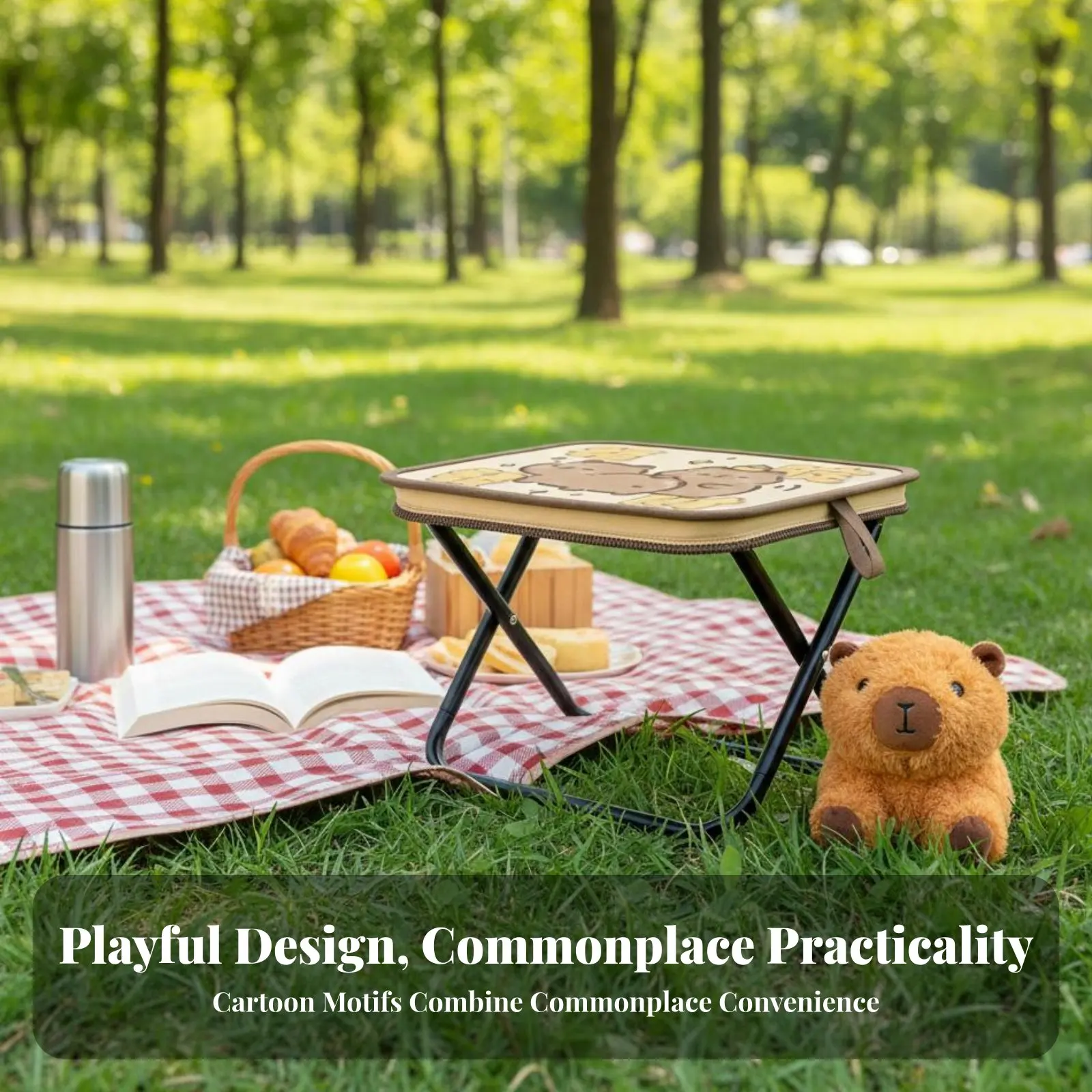 

Складной походный стул с принтом капибары, легкий, эмоционально стабильный, для кемпинга, поездок, ожидания в очереди