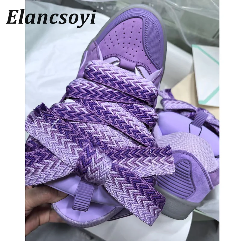 Four Seasons Thick Bottom Big Ribbon Mixed Color Breathable Sneakers Patchwork Lace Up Flat Shoes Comfort Casual Shoes Unisex