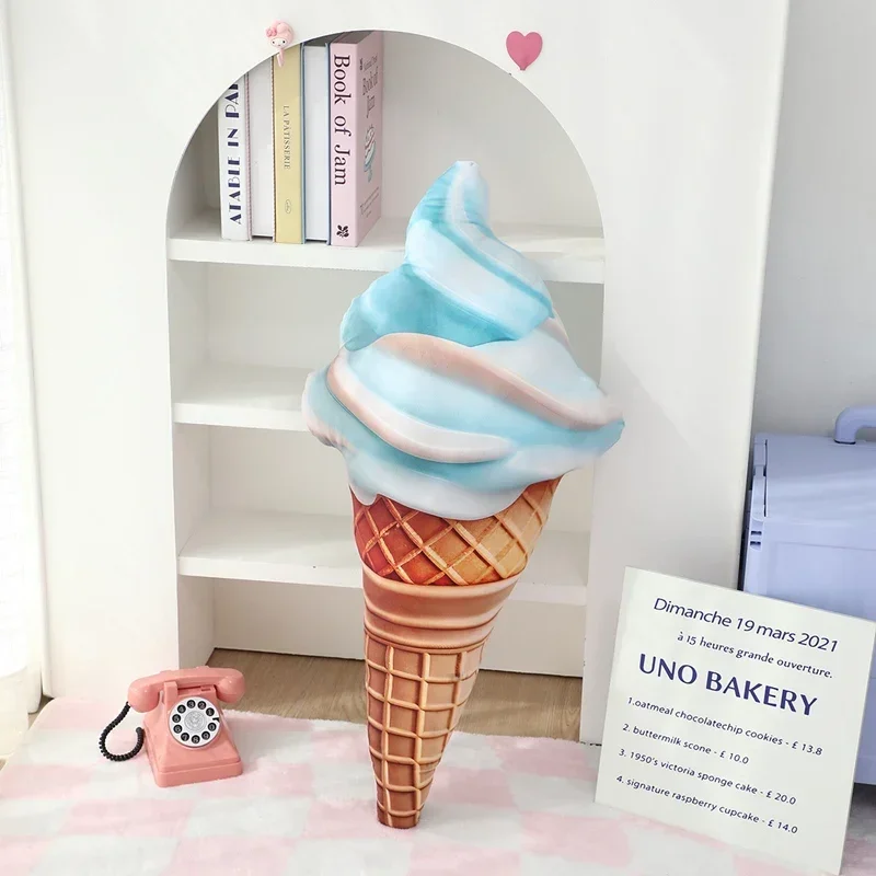 Helado de peluche de imitación, muñeco de helado, cojín relleno de felpa, decoración de sofá, ropa de cama, almohada de postre, regalos rellenos de comida