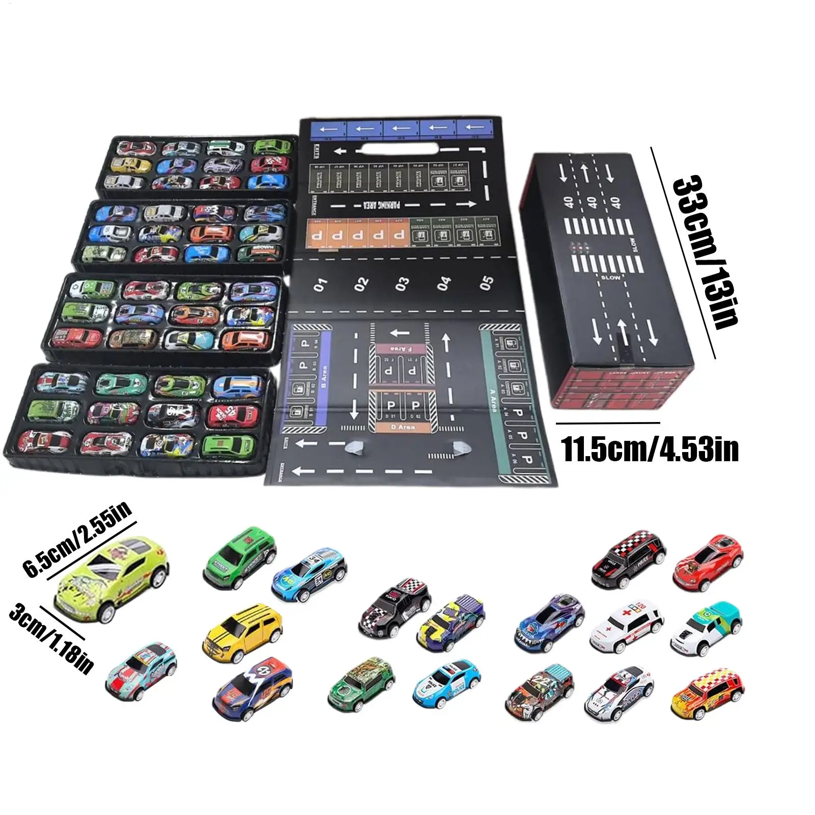 Coches extraíbles, 48 piezas, vehículo pequeño con garaje incorporado, coches de juguete fundidos a presión para niños, Navidad, cumpleaños, viajes, fiesta en el aula