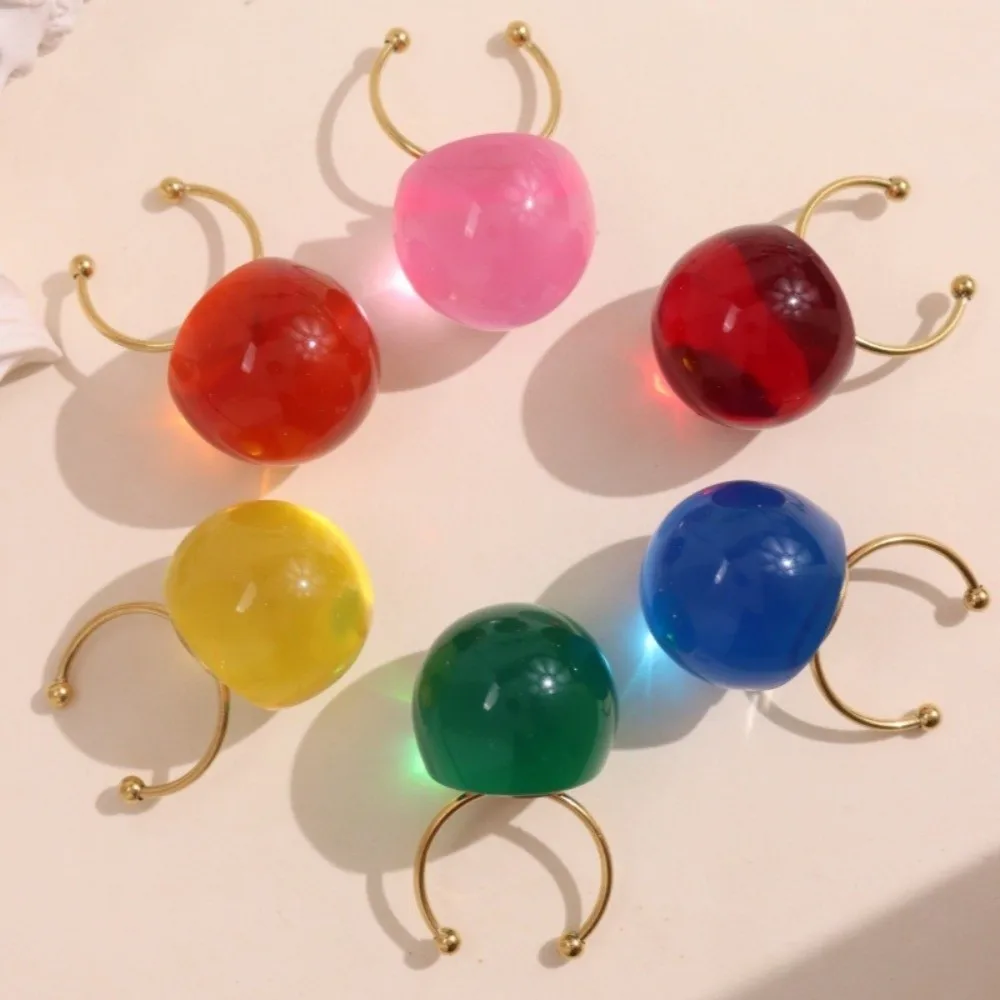 Fashionable Jelly-Transparent Open Ring Party Wear Resin Women's Ring multicolor Finger Rings Girls
