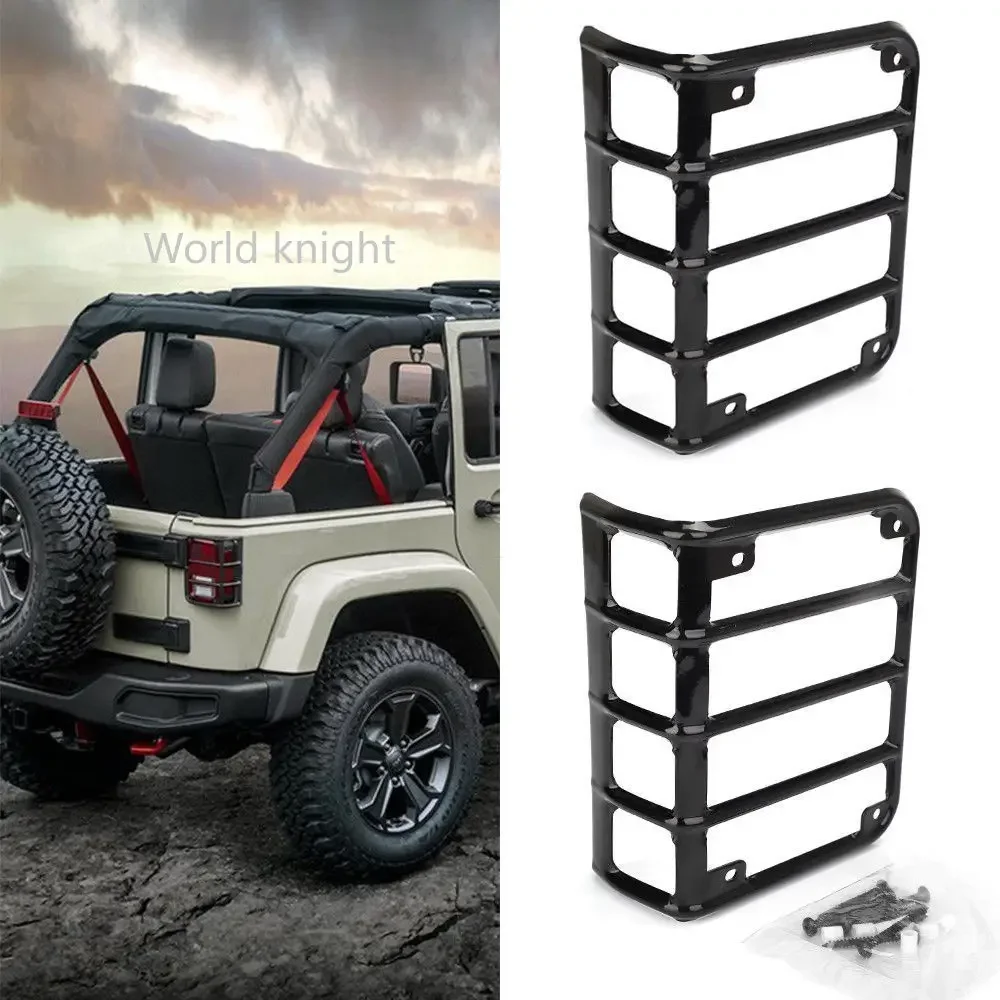 Pair  Matte Black Rear Euro Tail Light Guard Cover Protector 2007-2016 for Jeep Wrangler JK Unlimited auto products Lantsun