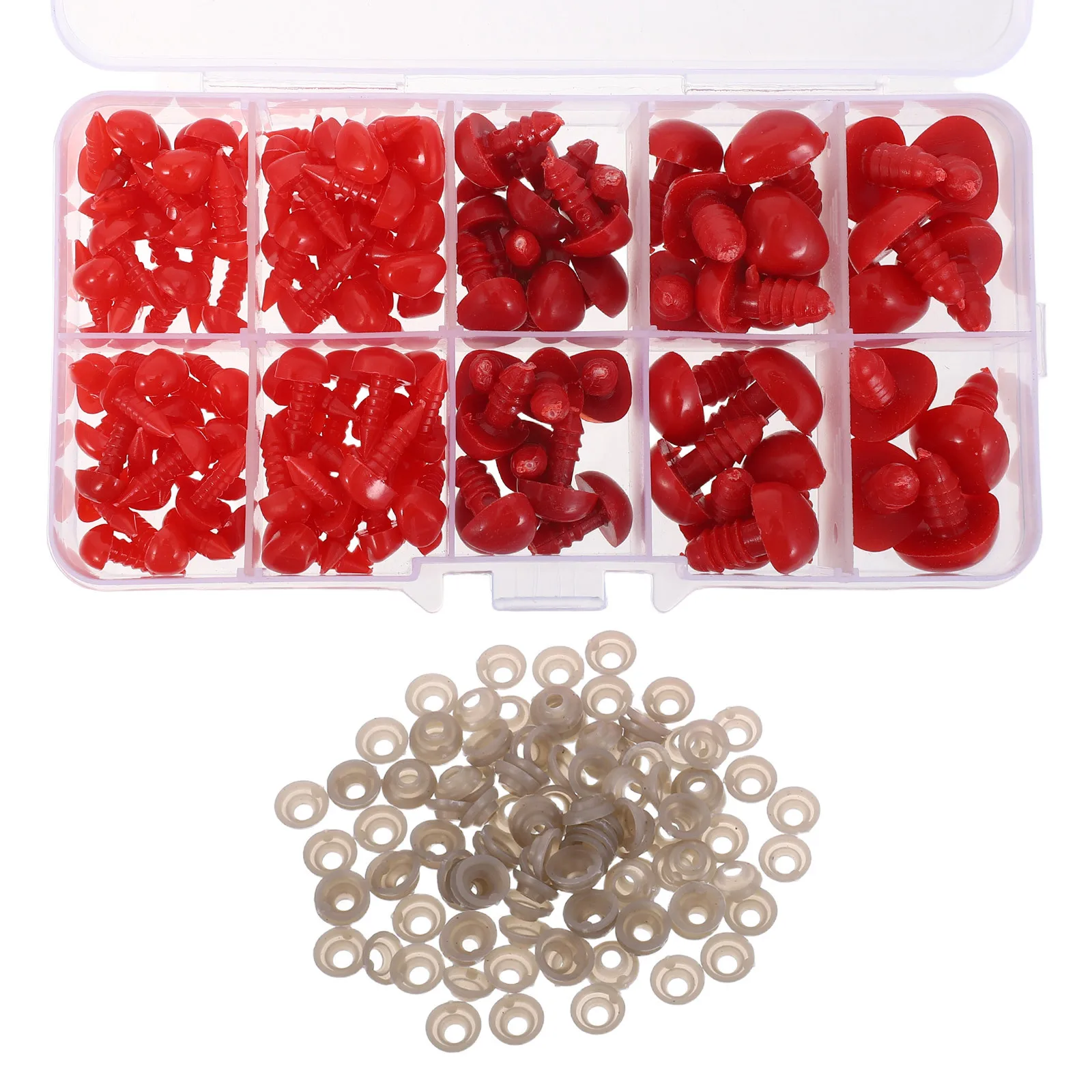 

125pcs Plastic Animal Safety Craft Nose For Stuffed Animals Crochet Replacement With Washers - Small Bear Cat