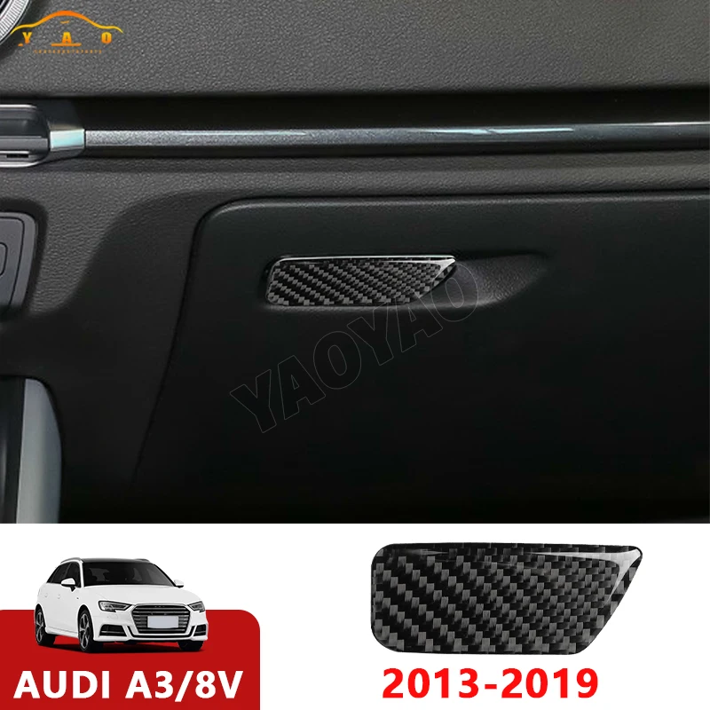 

Carbon Fiber Copilot Glove Box Handle Panel Trim Cover Sticker For Audi A3 S3 2013-2019 Car Interior Accessories