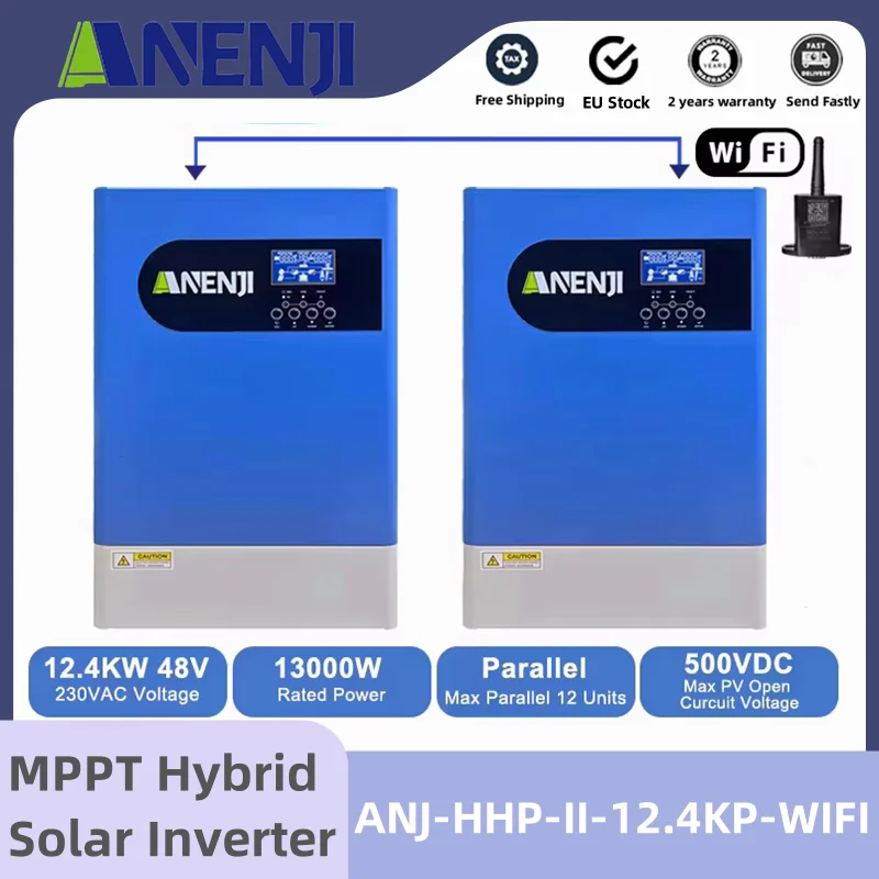 12.4KW Hybrid Solar Inverter 48V 220V MPPT 120A Charge Controller Pure Sine Wave Off-grid Inverter PV Input 500V With Parallel