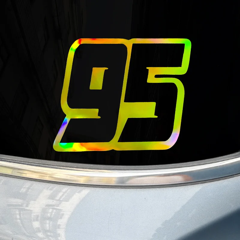 95 Racing Number Motorcycle Holographic Sticker Waterproof Vinyl Decal for Windshield Fuel Tank Trunk Car Window Auto Decor