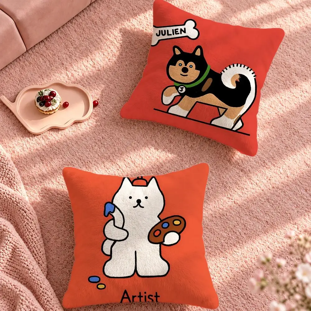 Art Playful Karen Yoojin Hong Cushion Cover Cute Cartoon Throw Pillow Cover Soft Plush Cushion Cover Sofa Bedroom Home Decor