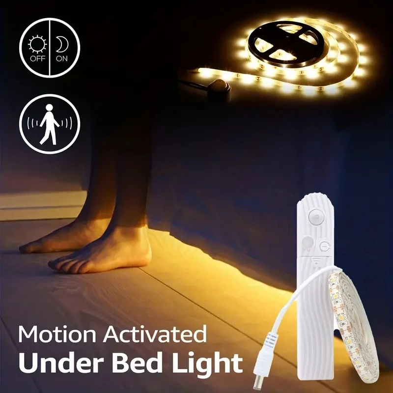 [Popular Choice] Flexible Warm White LED Light Strip with Human Body Sensor Multi-Mode for Stairs Entryway and Wardrobe