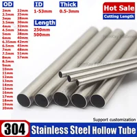 OD 2-57mm 304 tubo capilar de acero inoxidable sin costura tubo recto hueco longitud 250/500mm 3/4/5/6/7/8/9/10/11/13/14/15/16-51
