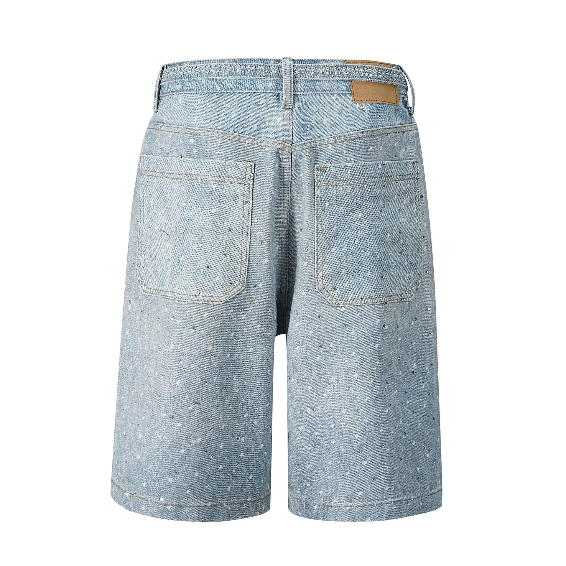 Pop ฤดูร้อนใหม่แฟชั่นผู้ชาย Casual ล้าง Vintage Splashed หมึกสีขาวตรงกางเกงยีนส์กางเกงขาสั้น Slim Denim กางเกงขาสั้นชายผู้ชาย Street